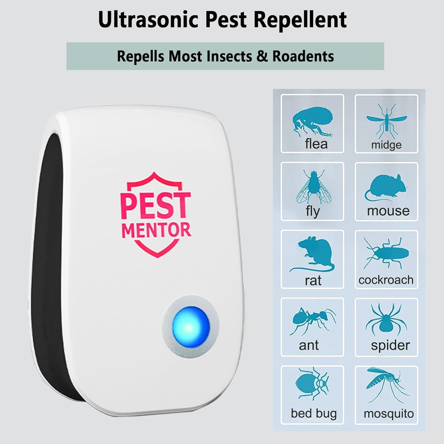 Ultrasonic Mouse Repellent 10 Pack Pest Control Repeller, Mice Repellent Indoor for Spider Bug Roach Ant Fly Rat Mice Insect Deterrent Pest Control Plug in
