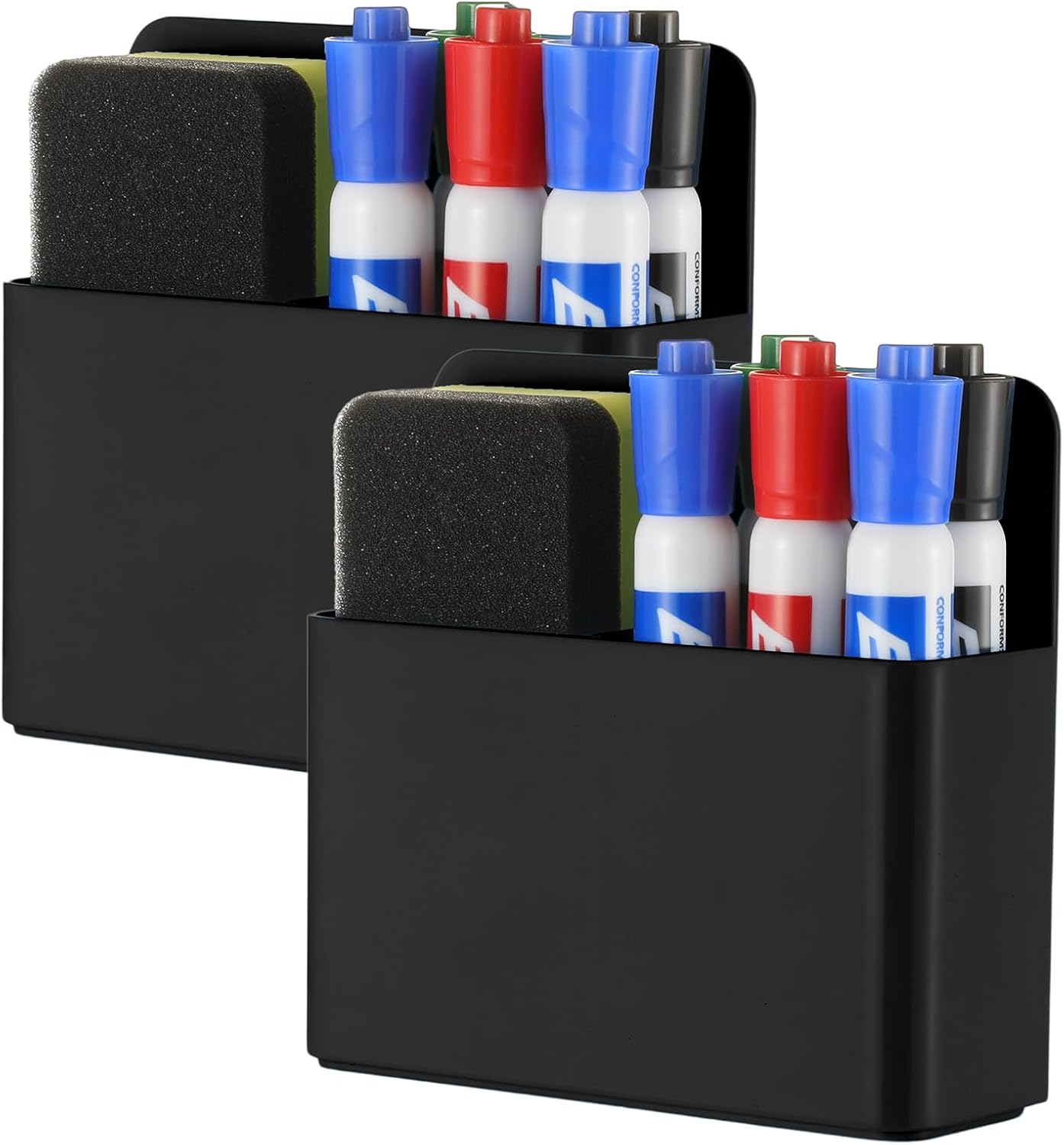 Camelmother 2Magnetic Marker Holder For Whiteboard Dry Erase Marker Holder For Office Refrigerator Fridge Classroom Must (black)