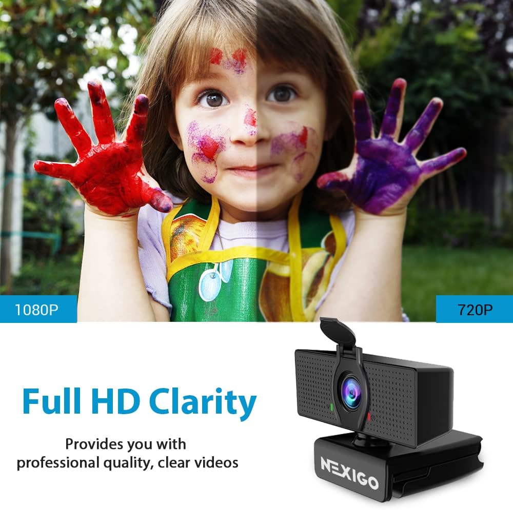 NexiGo N60 1080P Webcam with Microphone, Software Control & Privacy Cover, USB HD Computer Web Camera, Plug and Play, for Zoom/Skype/Teams, Conferencing and Video Calling