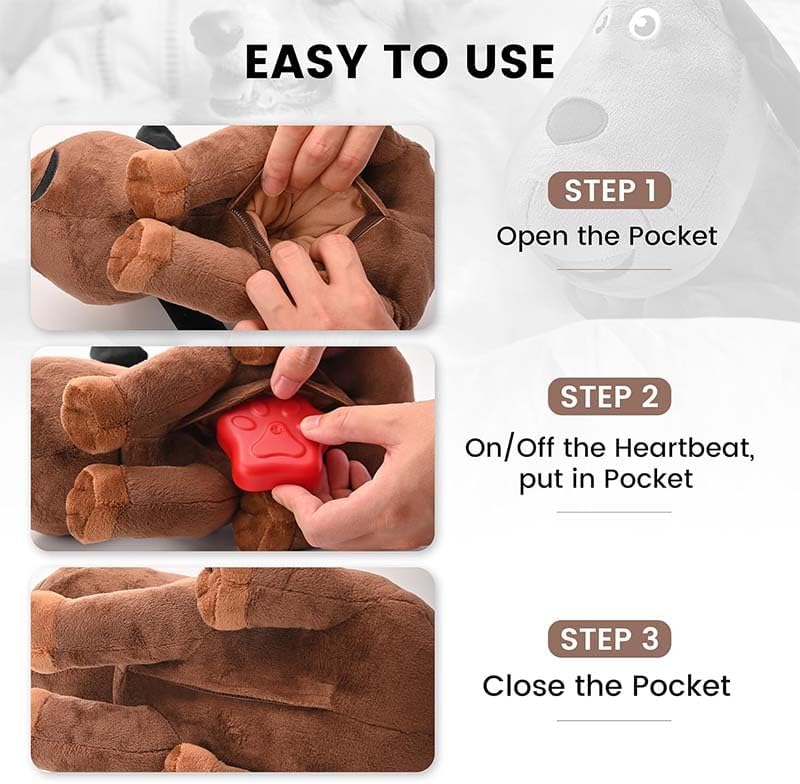 Heartbeat Puppy Toy for Dogs and Cats, Heartbeat Stuffed Animals for Anxiety Relief, Newborn Puppies Sleep Aid Separation Anxiety