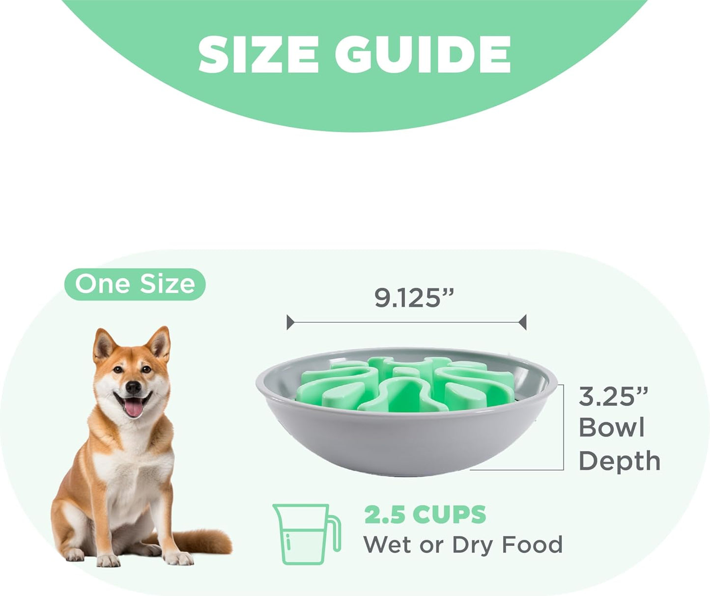 Outward Hound Fun Feeder Wobble Slo-Bowl, Slow Feeder Dog Bowl, One-Size, Mint