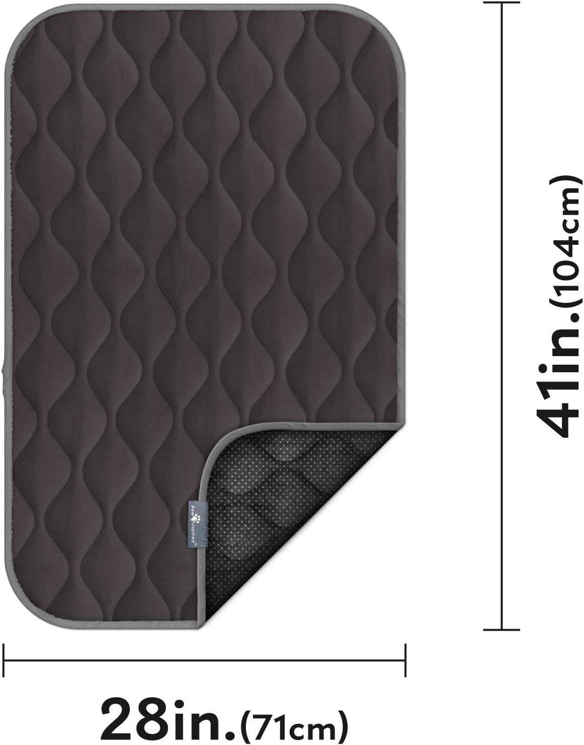 Paw Inspired Washable Padded Crate Mats for Dogs | 41” x 28” Pad, Fits 42-inch Kennels | Leakproof, Waterproof Bottom, Plush Pet Beds (Gray)