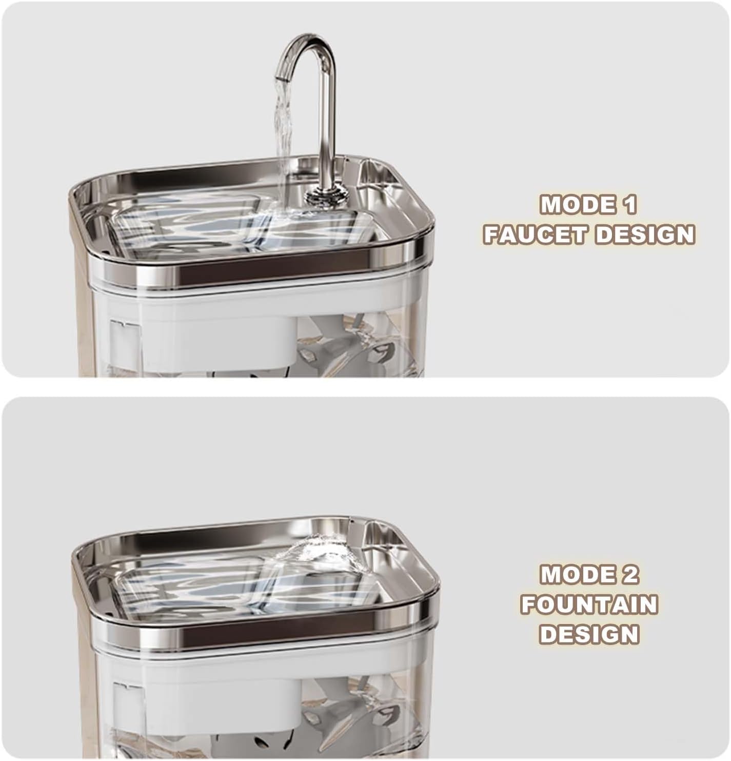 Cat Water Fountain, 74OZ/2.2L Stainless Steel Cat Drinking Fountain with Ultra Quiet Pump, for Cats Dogs Indoor