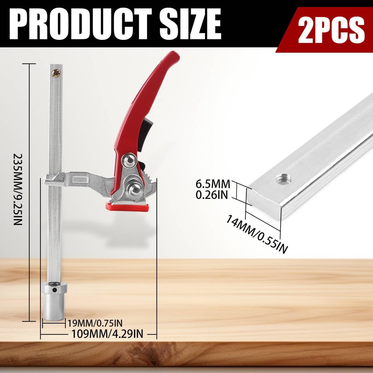2 Pack Woodworking Quick Ratchet Bench Dog Clamps, Heavy Duty Hold Down Clamps for MFT Tables, Workbench Accessories for Wood Carving Routing Sanding