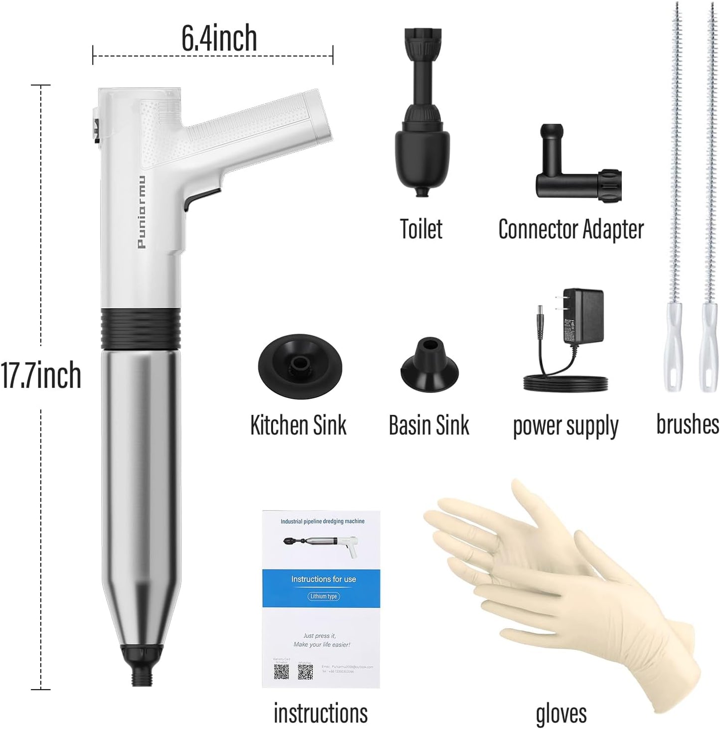 Electric Toilet Plunger,Unclog In One Shot,Remover For Bathroom,Kitchen Pipes Clog,High Pressure Air Plungers For Bathroom Heavy Duty
