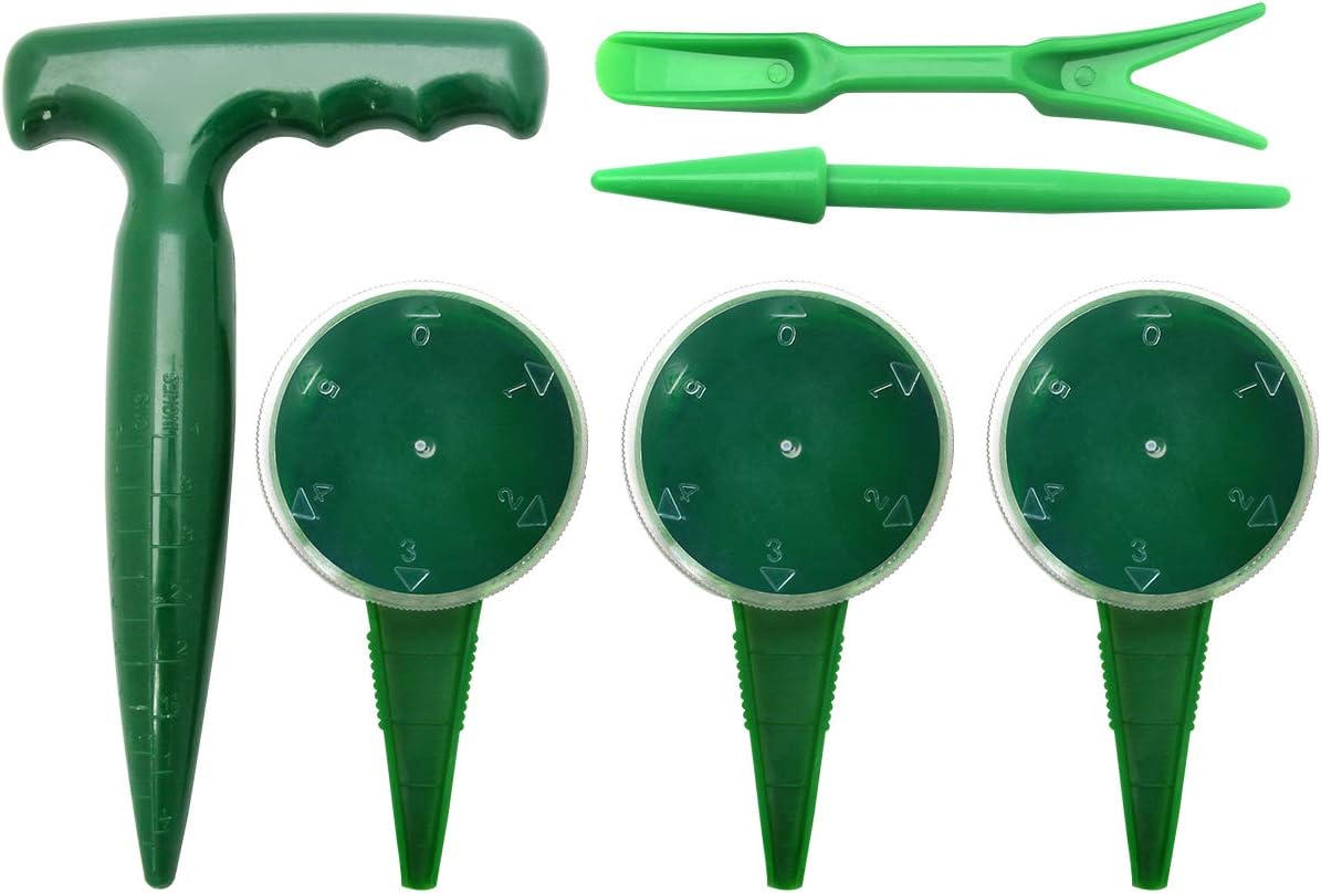 Coolrunner 6 Pack Sowing Seeds Dispenser Set, Adjustable Garden Hand Planter Seeder Tool Flower Plant Sow Traditional Sets, Seedlings Dibber and Widger