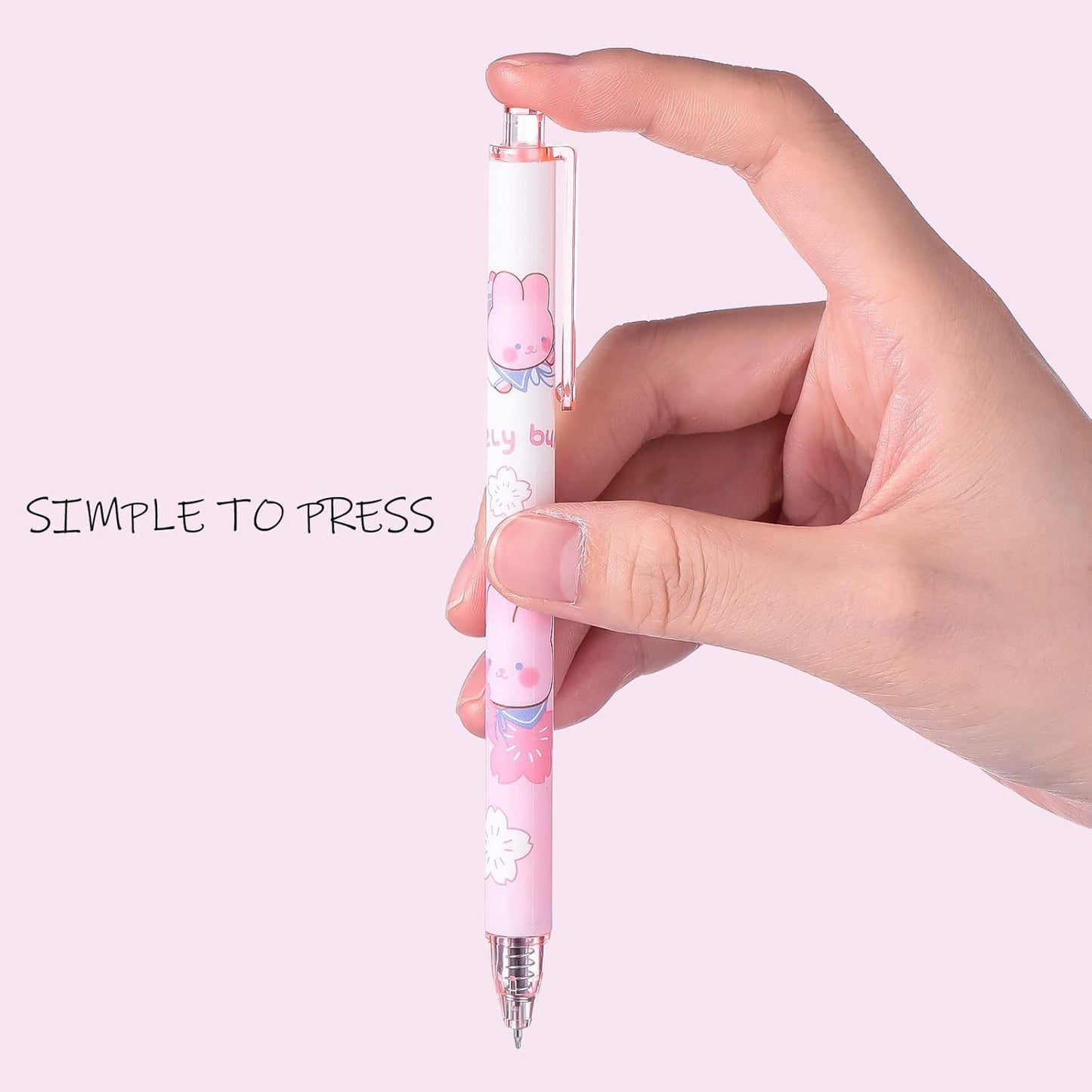 Qualirey 12 Pcs Kawaii Gel Ink Pen 0.5 mm Black Ink Kawaii Pens Retractable Fine Ballpoint Pen Stylish School Supplies for Boys Office Girls Stationery Supplies Gift(Blossomy)
