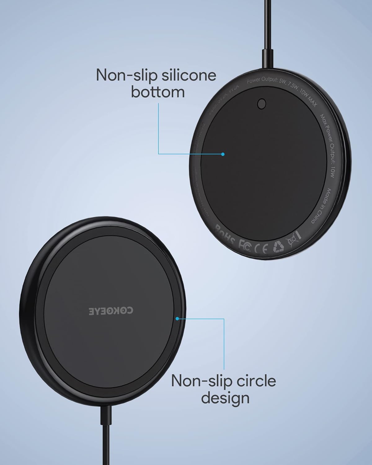 Wireless Charger, 15W Max Fast Wireless Charging Pad 2-Pack Compatible with iPhone 17/17 Air/17 Pro/17 Pro Max/16/15/14/13/12/Samsung S24/S24Ultra/S23Ultra/S22/S21,AirPods Pro2