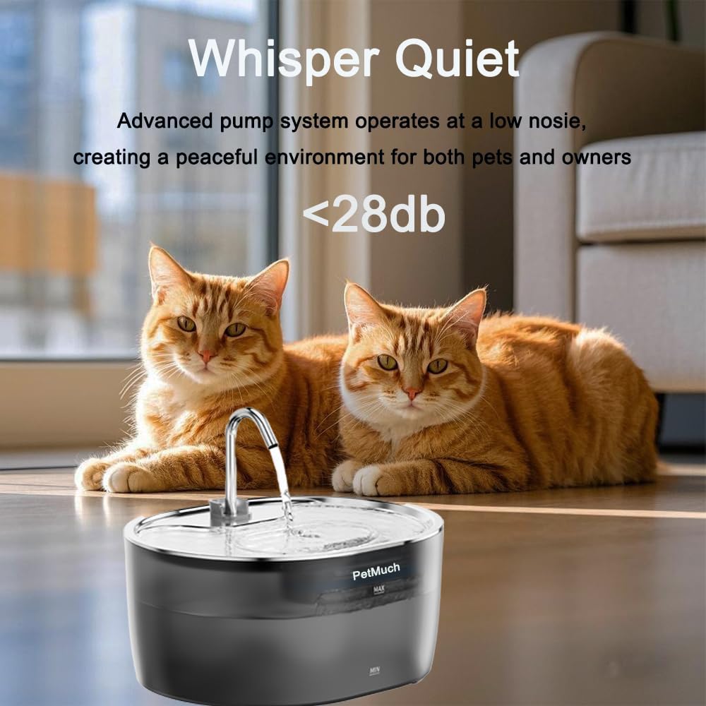 Cat Water Fountain: 108oz/3.2L Cat Fountain Super Silent Pet Drinking Dispenser (Cat Fountain 1 Filtesr + 1 Sponges)