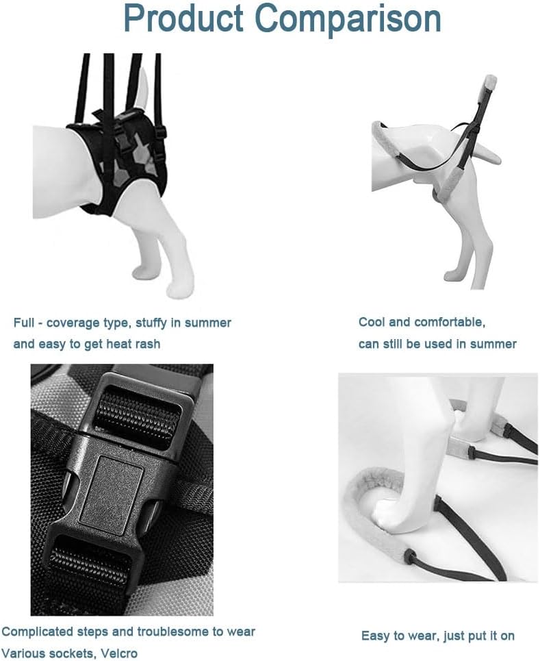 2Pcs Dog Mobility Aids for Walking, Pet Support Harness for Back Legs Disabled Injured Pets Adjustable Easy to Wear Hind Leg Sustain Tool