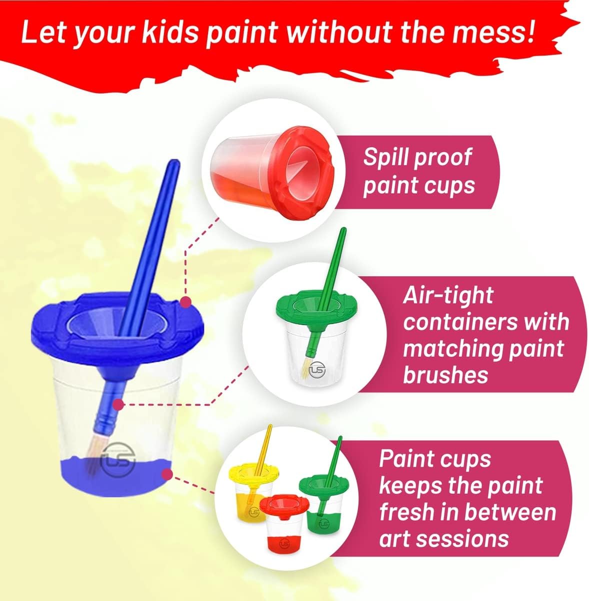 The Mega Deals Kids Painting Set – Washable Non-Toxic Finger Paints (10 Colors of 2 oz) with 10 Paint Cups & 10 Brushes Mess-Free Toddler Art Supplies Painting Kit for Kids Gift Bundle