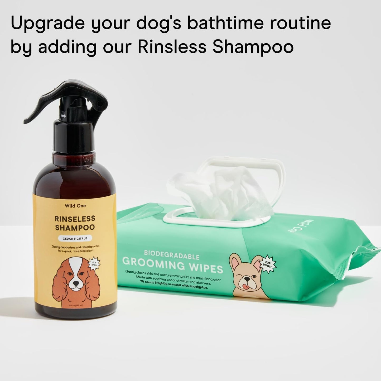 Wild One, Eucalyptus Natural Dog Grooming Wipes, Cruelty-free, resealable lid, 70 wipes per pouch, 210 Count