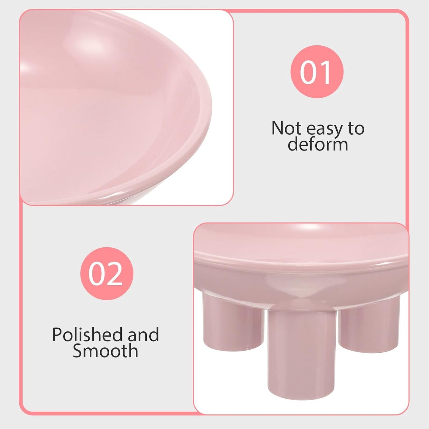 FAVOMOTO Elevated Cat Food Bowl Raised Pet Feeding Dish with Three-Leg Stand Neck Protection Large Opening Pink for Indoor Cats and Dogs