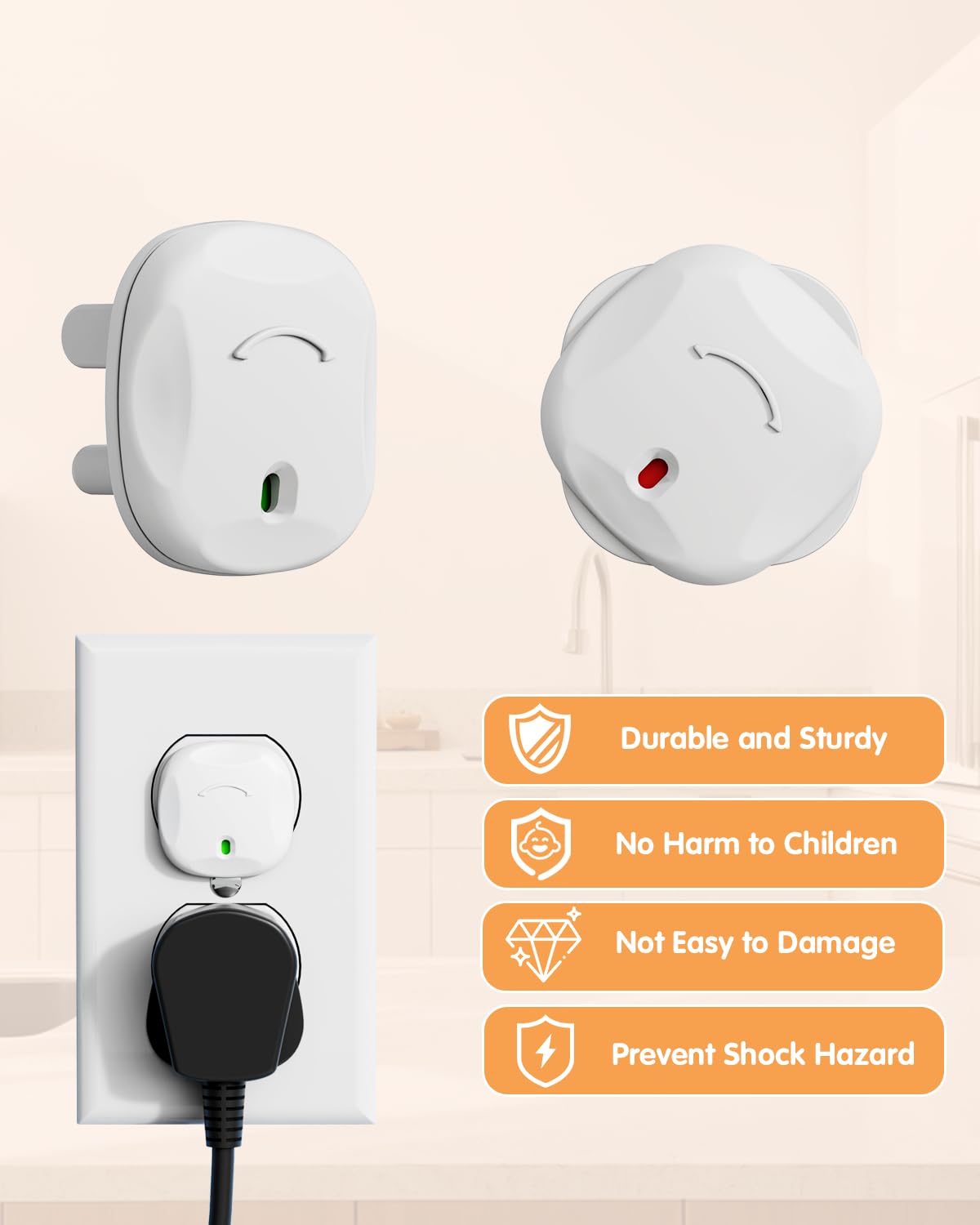 Outlet Covers Baby Proofing, 24 Pack Plug Covers Baby Proofing, Outlet Plug Covers for US 3-Prong to Prevent Electric Shock, Outlet Covers for Home, Office, School, Kindergarten, White