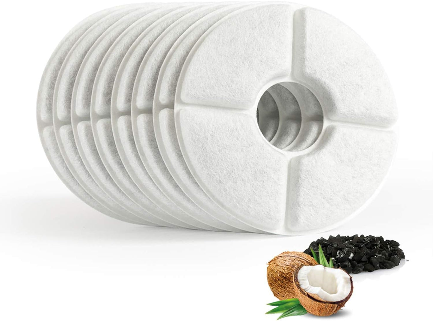 Rarloner Cat Fountain Replacement Filters - 8 Pack for 1.6L Flower Fountains and Most Same Size Pet Water Dispensers