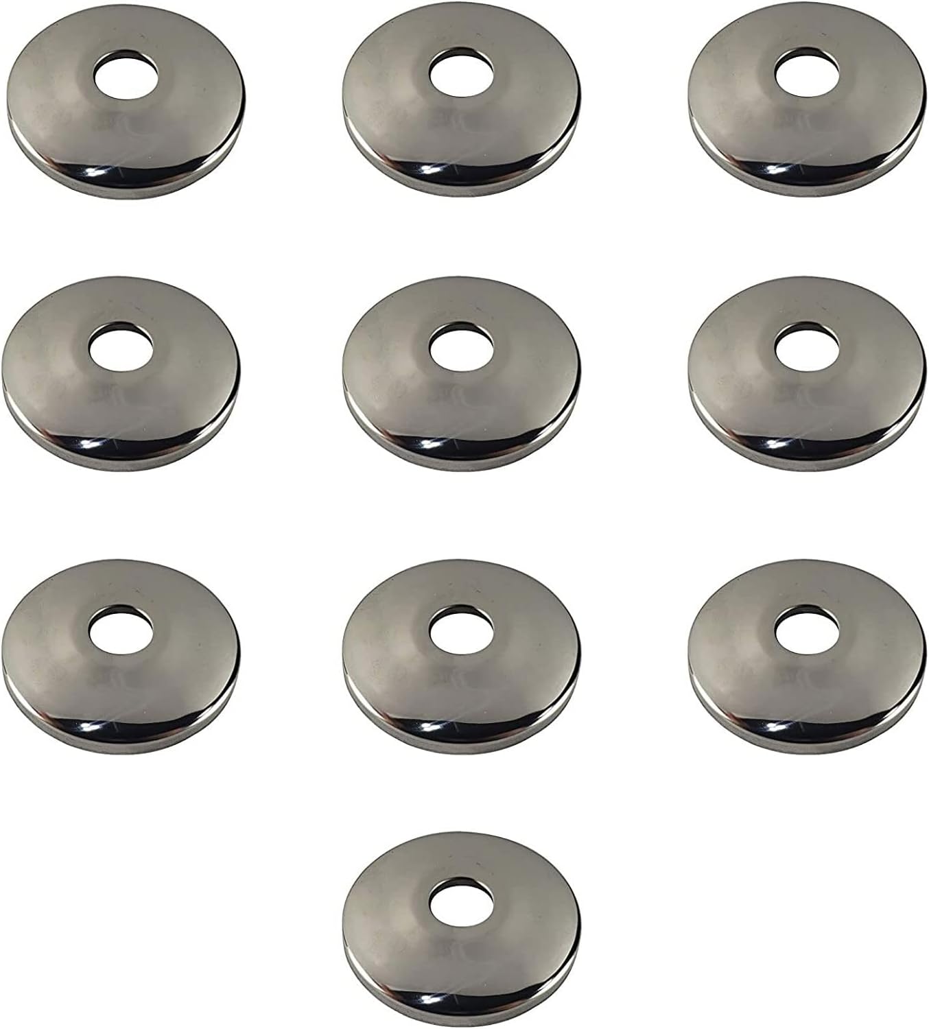 1/2" Chrome Plated Steel Escutcheon Flange Cover with Sure Grip for 1/2" Copper, PEX, and CPVC pipe wall covers [10 Pack]