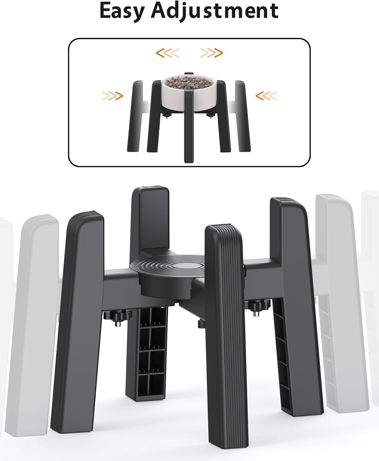 CZPET Elevated Dog Bowl Stand, Stand Only, Width Adjustable, Lifted Raised Dog Food & Water Feeder Stand for Large Bowls