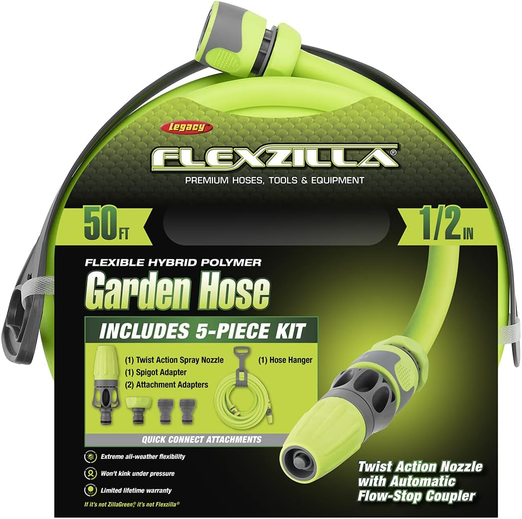 Flexzilla HFZG12050QN Garden Hose Kit with Quick Connect Attachments | Lightweight Coils Easily | Quick Connect Couplers | Won't Kink Under Pressure