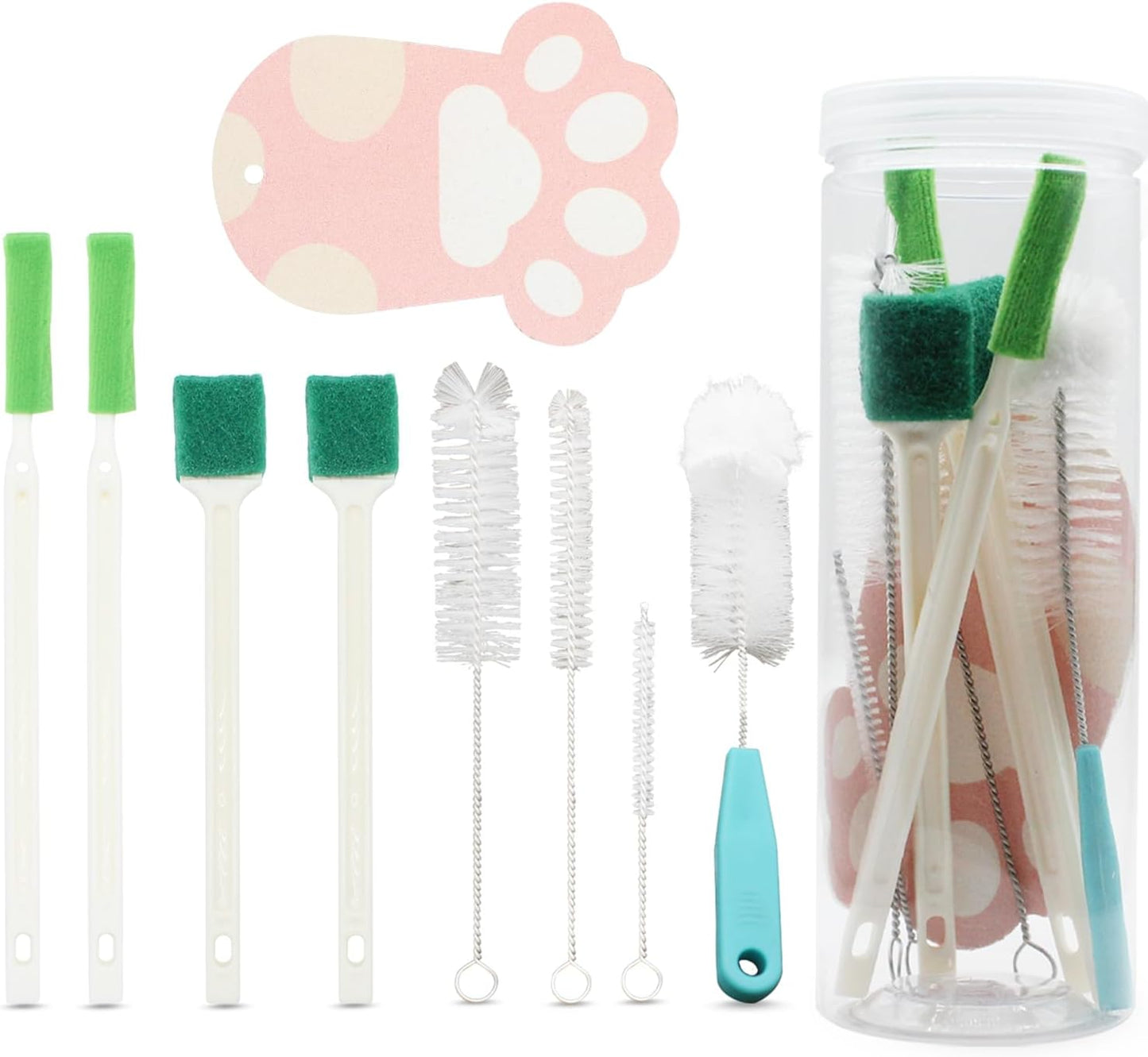 9PCS Pet Water Fountain Cleaning Kit with Compressed Sponge and Storage Box,Dog and Cat Water Fountain Brushes Fit Most Pet Water Dispensers,Pet Drinking Dispenser Cleaning Kit Cleaning brush