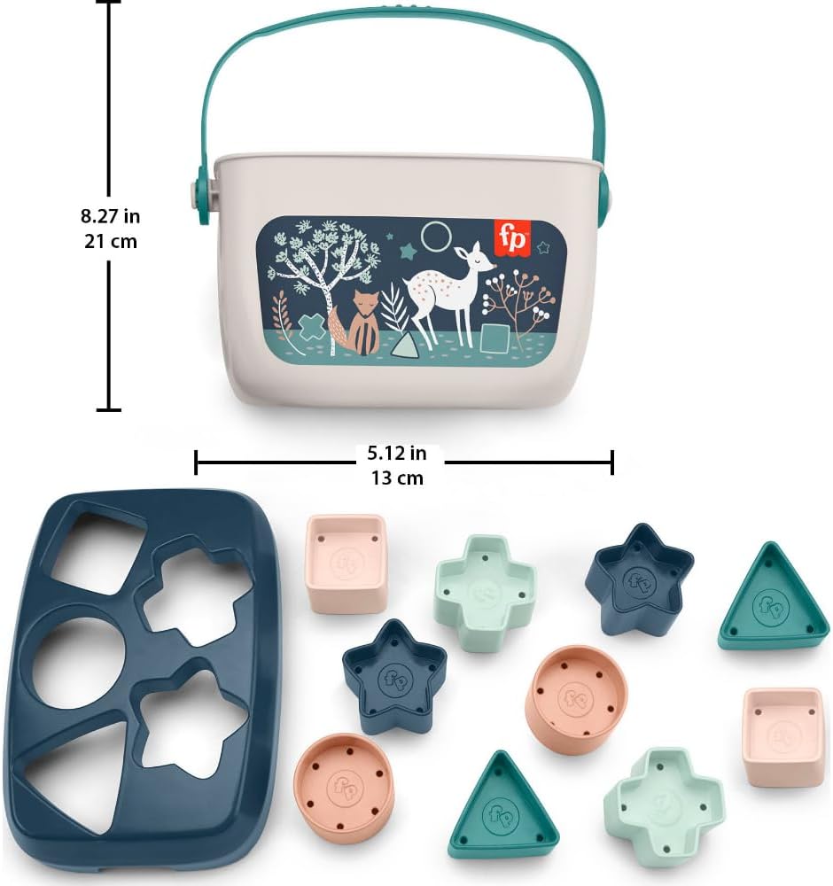 Fisher-Price Baby's First Blocks – Navy Fawn, Set of 10 Blocks for Stacking and Sorting Play for Infants Ages 6 Months and Older (Amazon Exclusive)