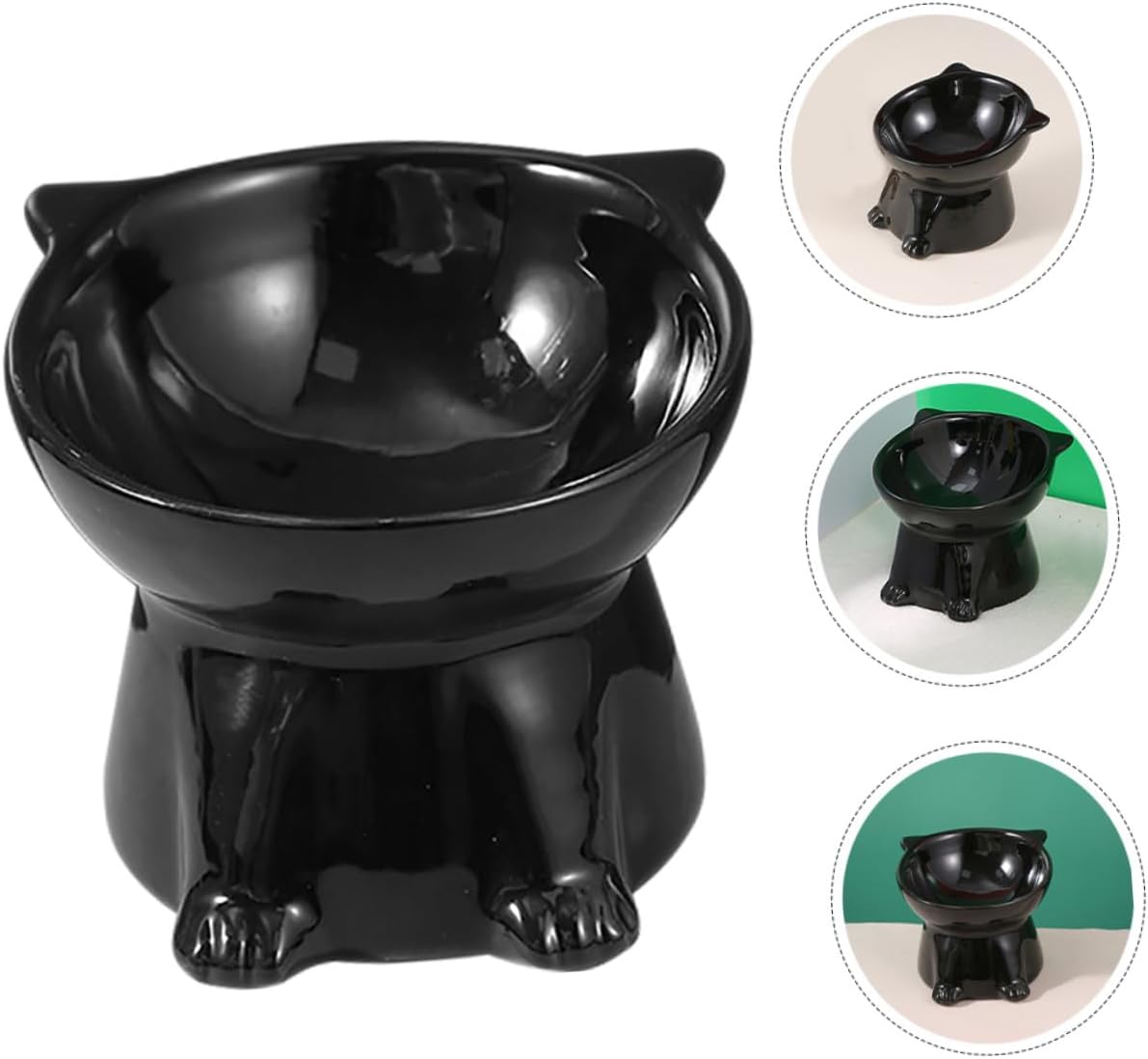 Milisten Ceramic Elevated Pet Feeding Bowl with Neck Guard Large Diameter Raised Cat Food Bowl Anti-Spill for Cats and Dogs