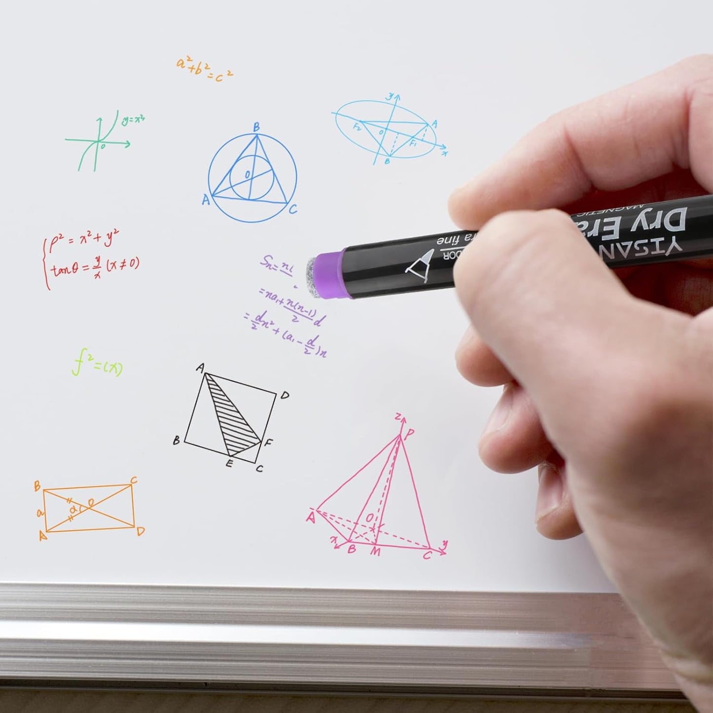 YISAN Dry Erase Markers Ultra Fine Tip,0.7mm Extra Fine Point, Magnetic Whiteboard Markers with Erasers,Assorted Colors, Low Odor,12 Count,70566
