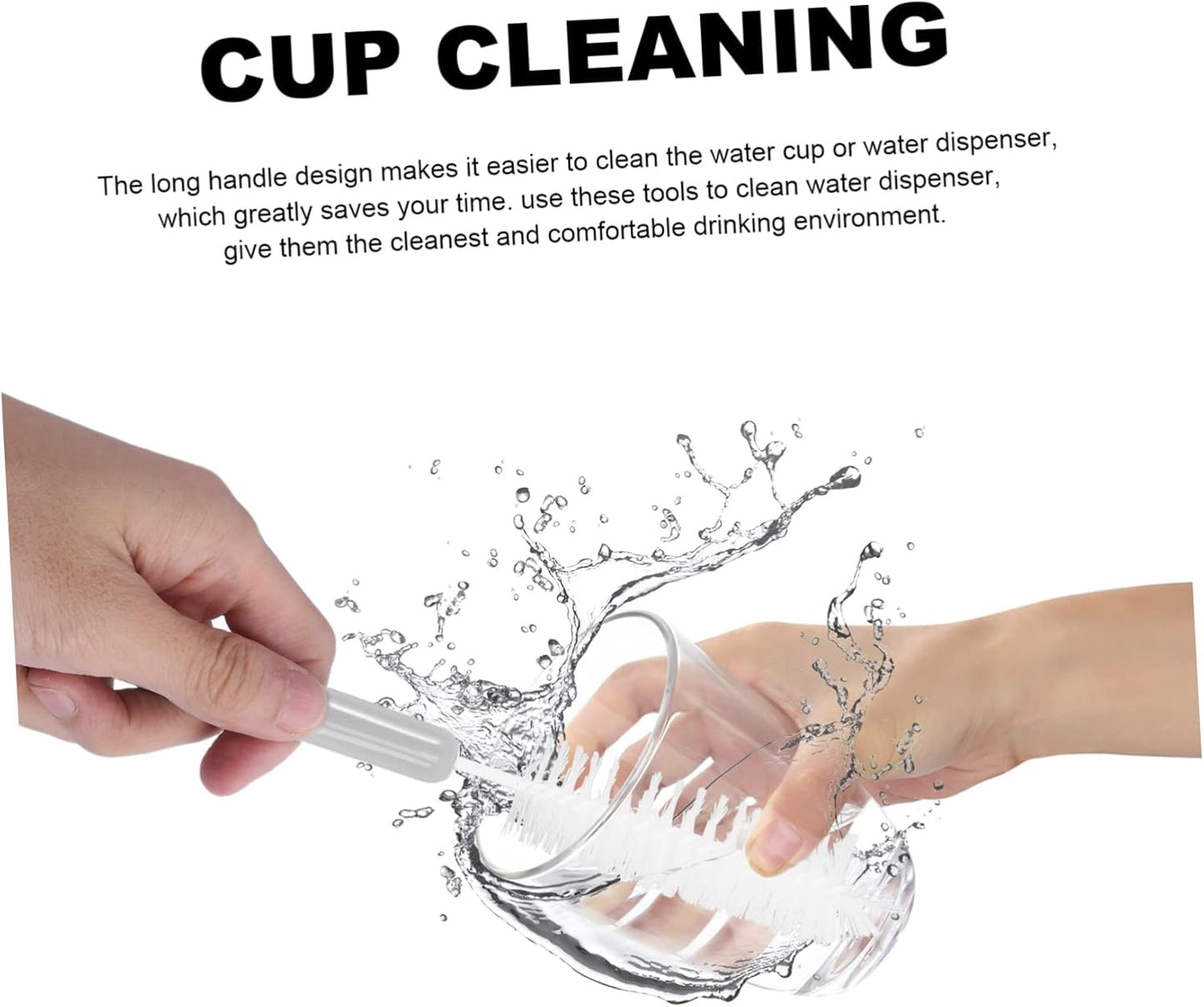 ERINGOGO 1Set Pet Feeder Water Fountain Cleaning Set Tools with Long Handle Brushes for Efficient Daily Care for Dog Cat Owners Gray