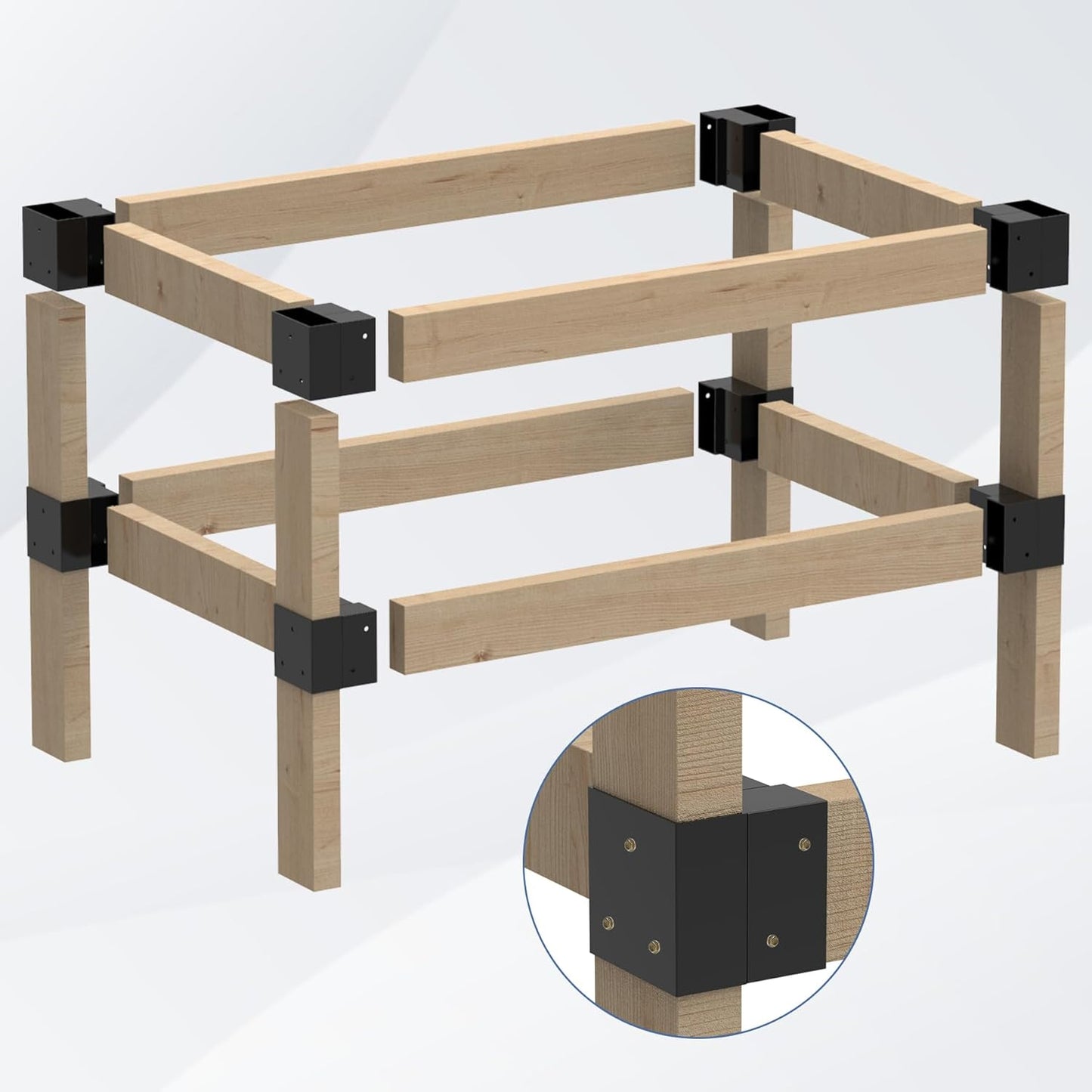 2' x 4' Basics Workbench Kit, 8 PCS Heavy Duty 3-Way Brackets for Garage Workbench Legs Brackets, Metal DIY Work Bench Kit Suitable for Shelving, Work Table, Lumber Not Included