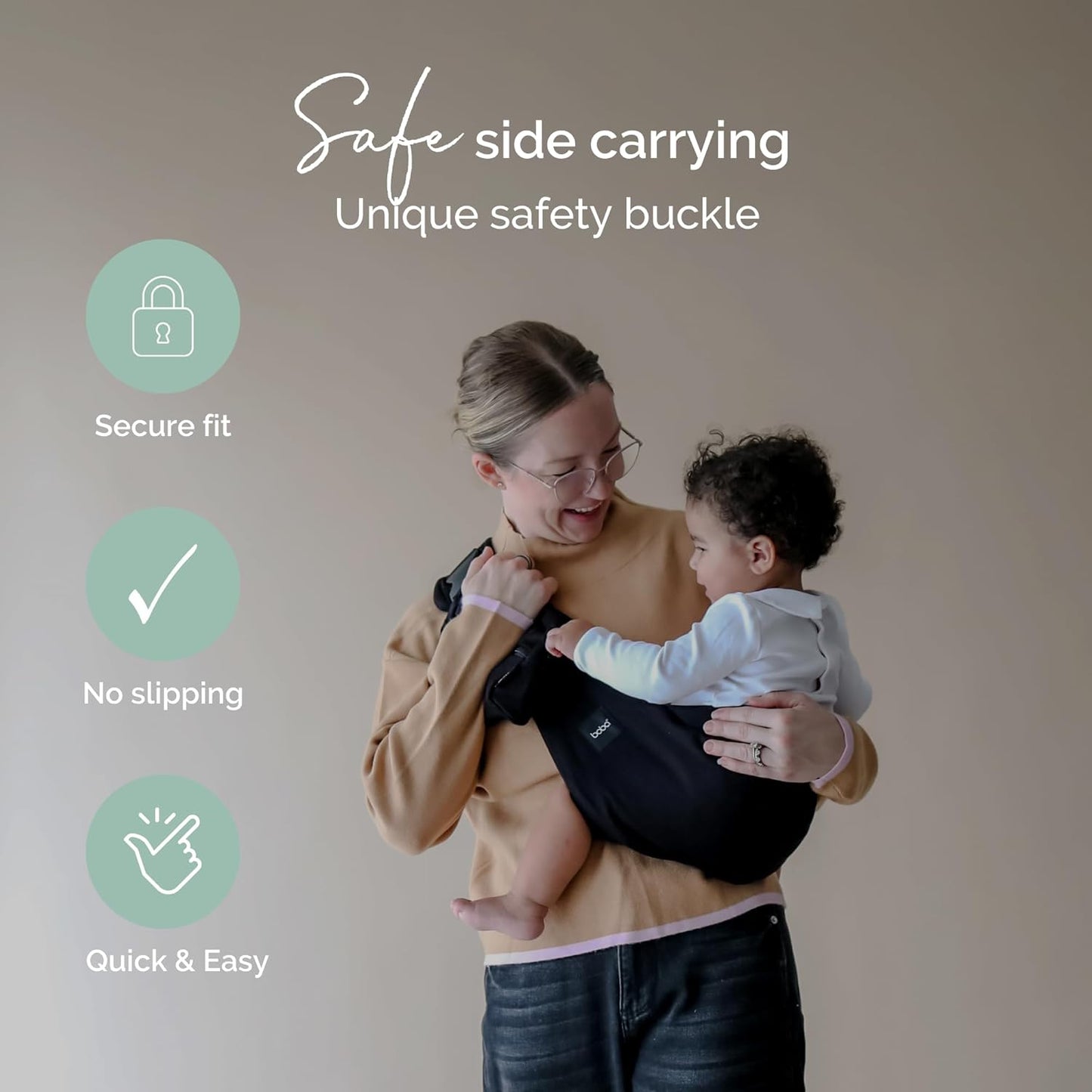 Boba Buddy Toddler Carrier Sling - 100% Cotton Baby Sling Carrier Toddler, Ergonomic with Adjustable Straps, Safety Buckle and Roomy Seat, Includes Matching Carry Bag (9–48 Months/18-44 lbs) - Black