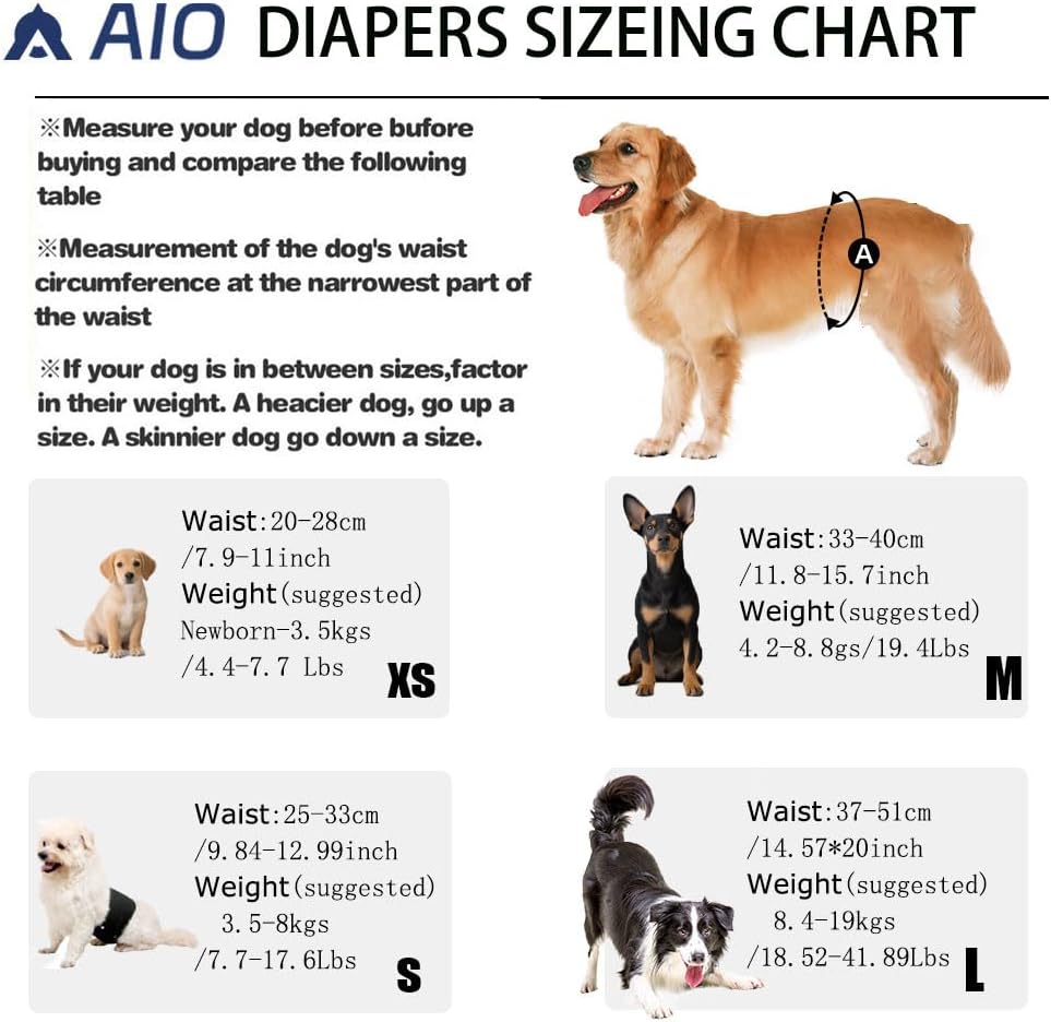 AIO Washable Male Dog Belly Band Pet Diapers Cute Claws Washable Male Puppy Diapers Belly Bands Reusable Dog Diapers S(Blue Claws,Brown Heart,Brown Claws)