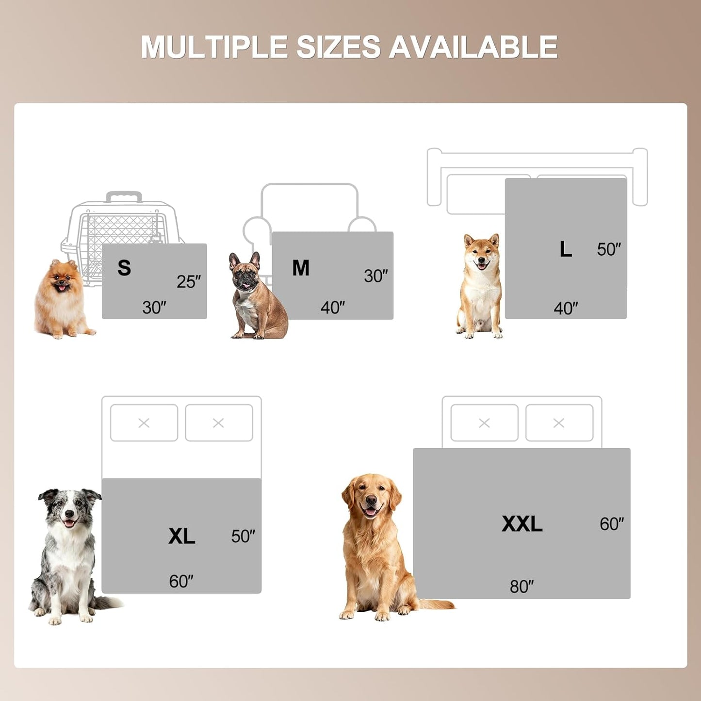 Waterproof Dog Blanket for Large Dogs, Washable Soft Puppy Cat Blanket Flannel Cotton Velour for Sofa Couch Protector, Comfort & Security Reversible Bed Protection for Pet, 40"X50", Khaki