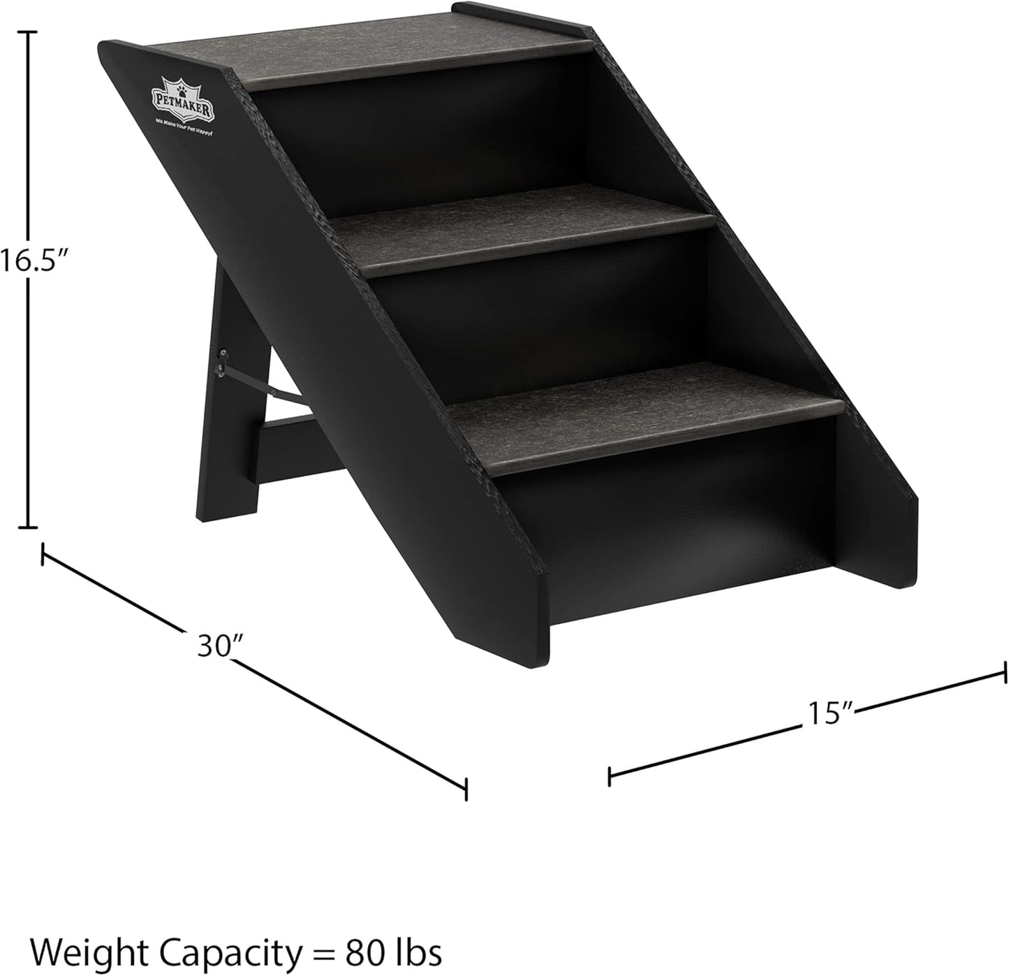 Pet Stairs – Safe and Durable Indoor or Outdoor Ramp with 3 Step Design – Cat or Dog Steps for Home and Vehicle by PETMAKER (Gray)