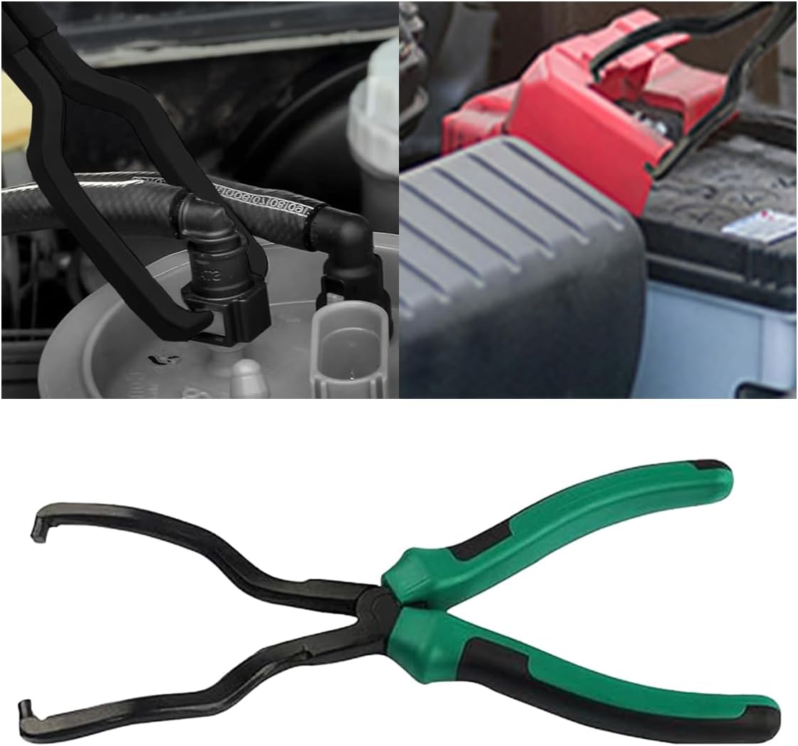 Fuel Line Plier, Quick Disconnect Release Removal Tool, Petrol Hose Pipe Clamp Clip with Handle, Universal Fuel Line Clip Removal Plier, Pipe Clip Repair Tool for Most Cars (Green)