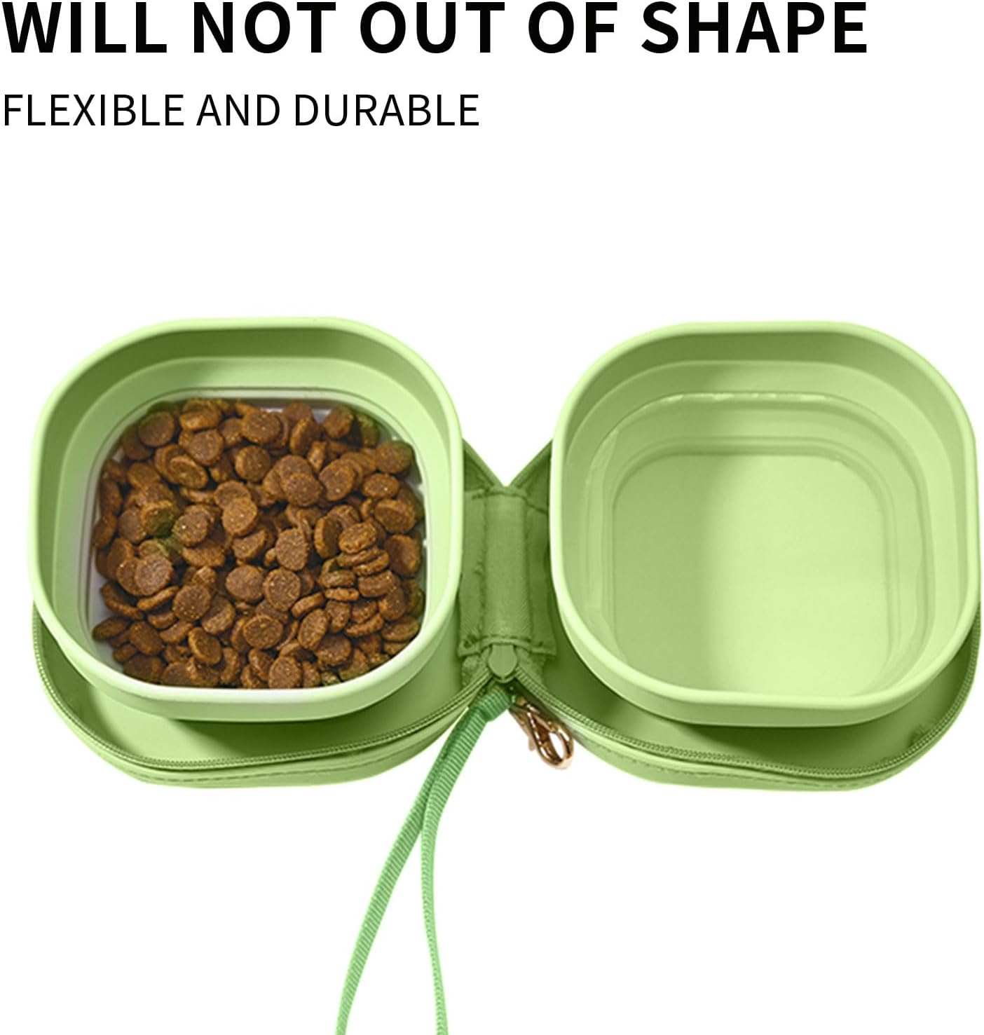 Travel Twin Pet Bowls for Cats or Dogs, Collapsible Silicone Bowls for Food and Water Feeding, Foldable Zip Up Oxford Cloth Carry Case with Carabiner Clip, Portable Hiking Cat Bowl