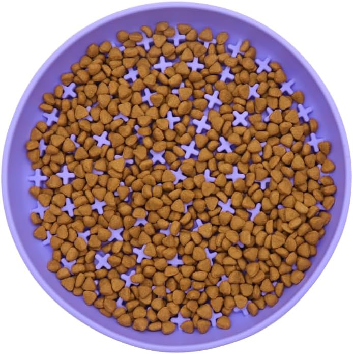 Slow Feeder,Cat Dog Help Slow Down Eating Speed Soft Silicone Rubber Cute Slow Feeder for Puppy/Cat/Dog (Purple, Small)