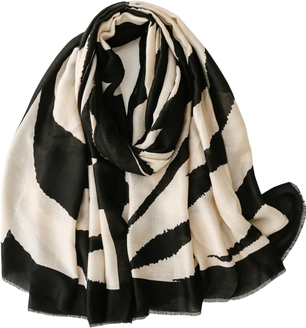 Travel Boho Scarf for Women Casual Lightweight Pashmina Scarves Fashion Multicolor Shawl Wraps with Fringed Beads