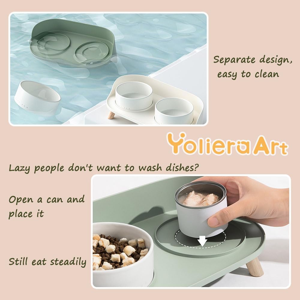 Elevated Cat Food Stand, Cervical Spine Protection Pet Bowls, Splash Proof Modern Dog Bowls, Raised Cat Food and Water Bowl Set