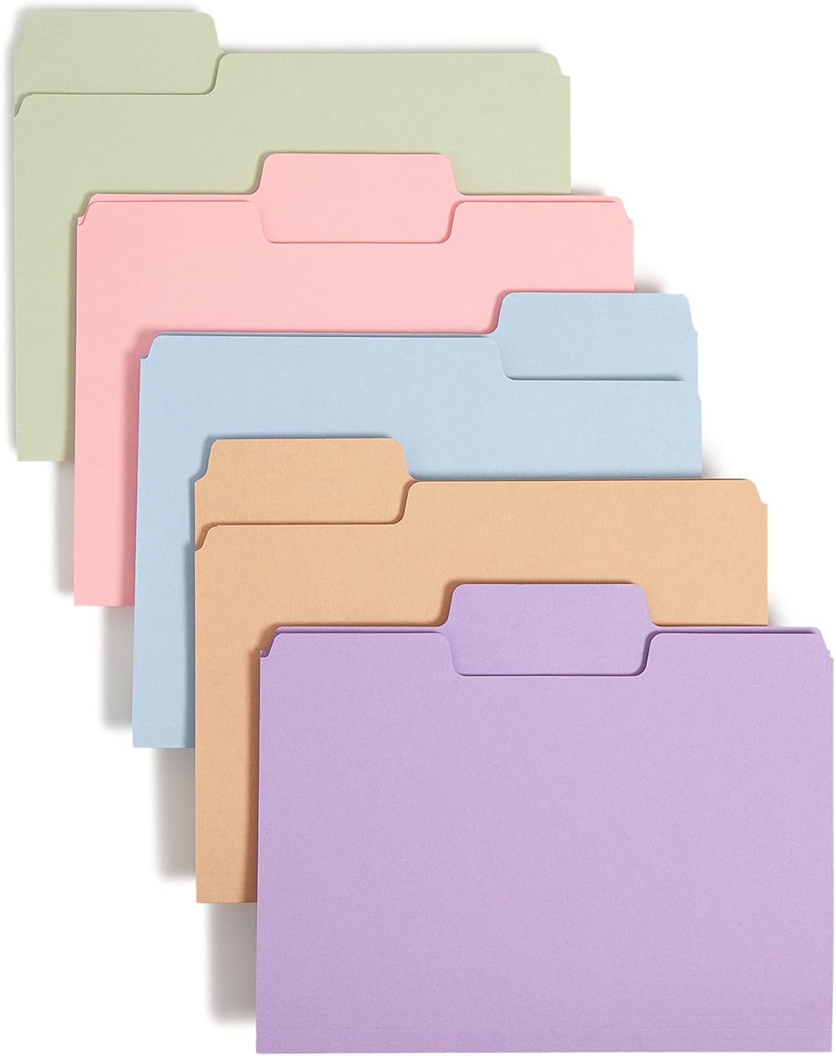 Smead SuperTab File Folder, Oversized 1/3-Cut Tab, Letter Size, Assorted Pastel Colors, 100 per Box (11961), Pack of 1