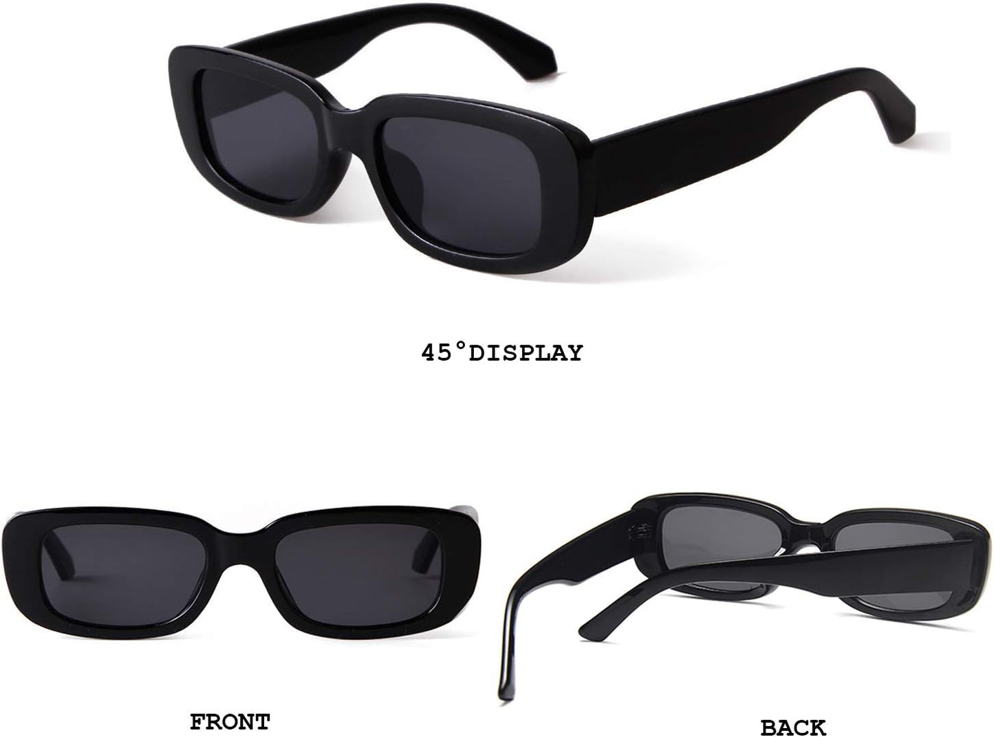 BUTABY Rectangle Sunglasses for Women Retro Driving Glasses 90’s Vintage Fashion Narrow Square Frame UV400 Protection