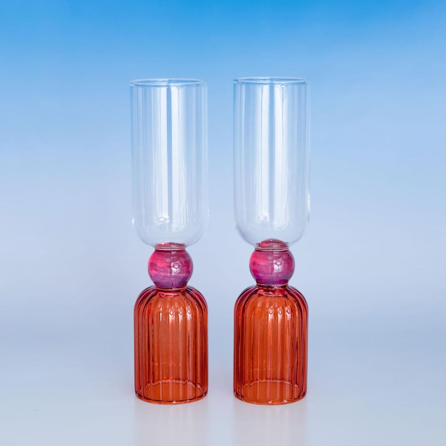 ban.do Bar Glass Set of 2, 6.6oz Cute Cocktail Glasses for Adults, Unique Cocktail Wine & Champagne Glasses, Aesthetic Glassware for Bar Cart, Tipsy Turvy