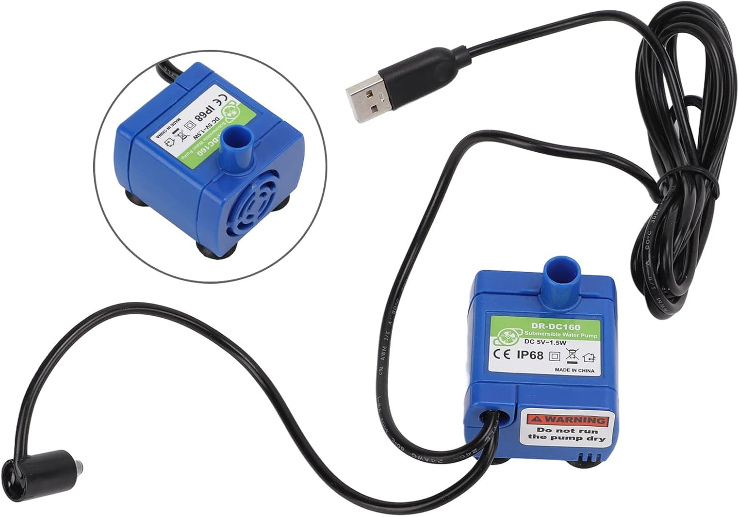 Zerodis USB Ultra Quiet Cat Water Dispenser Pump, Compatible Multiple Types Pet Fountain, Easy To Disassemble and Clean, Strong Suction Cups, Detachable, ABS Material, Ground, 5V, Pump