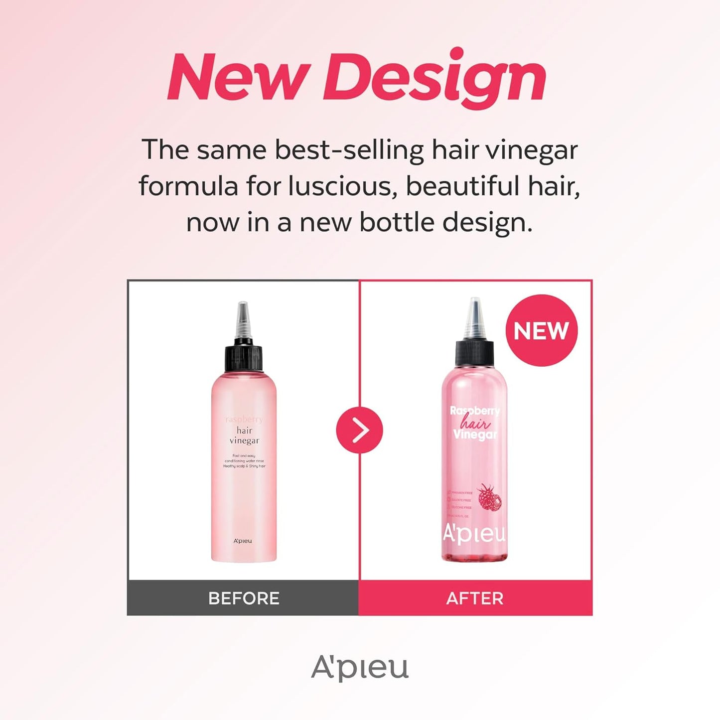 A’PIEU Raspberry Hair Vinegar Rinse for Scalp Detox & Clean, Smooth & Shiny Hair, Clarifying Treatment for Dandruff, Buildup, Oily & Itchy Scalp, pH Balancing, Korean Haircare, 6.76 fl oz