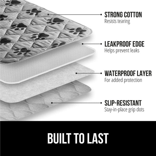 GORILLA GRIP Washable Puppy Pads, 40x26, Slip Resistant Dog Crate Mat, Waterproof Cloth Pee Pad for Training Puppies in Playpen, Reusable Pet Incontinence Blanket, Protects Sofa, Furniture, Floors
