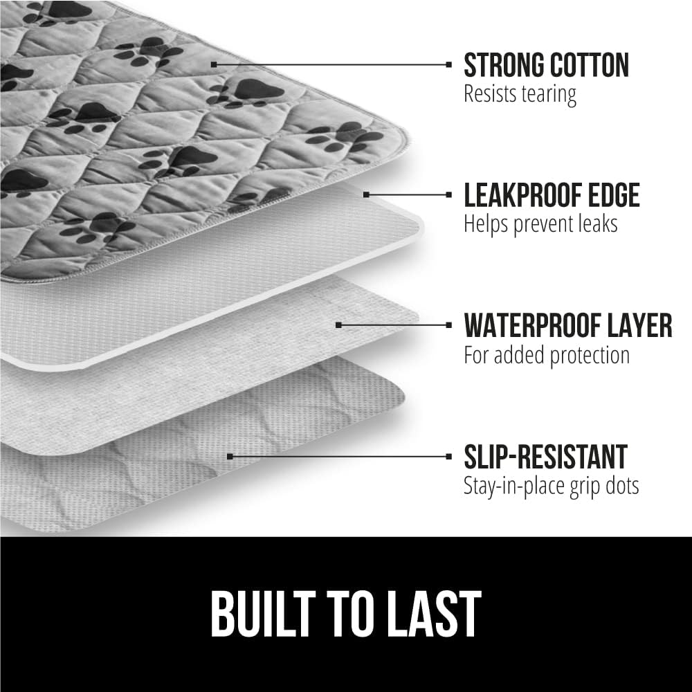 GORILLA GRIP Washable Puppy Pads, 22x22, Slip Resistant Dog Crate Mat, Waterproof Cloth Pee Pad for Training Puppies in Playpen, Reusable Pet Incontinence Blanket, Protects Sofa, Furniture, Floors