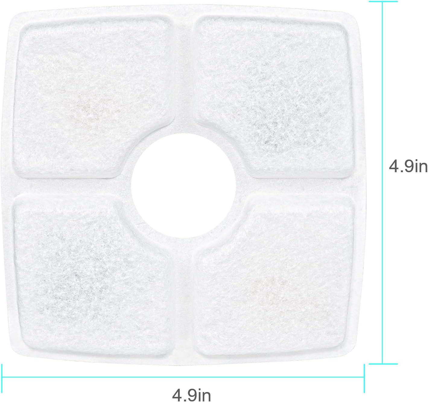 Wonder Creature Cat Water Fountain Filter, 8 Replacement Filters & 4 Replacement Pre-Filter Sponges Pack for 2.5L Cubic Pet Fountain Stainless Steel Top, Elliptical Automatic Cat Water Dispenser