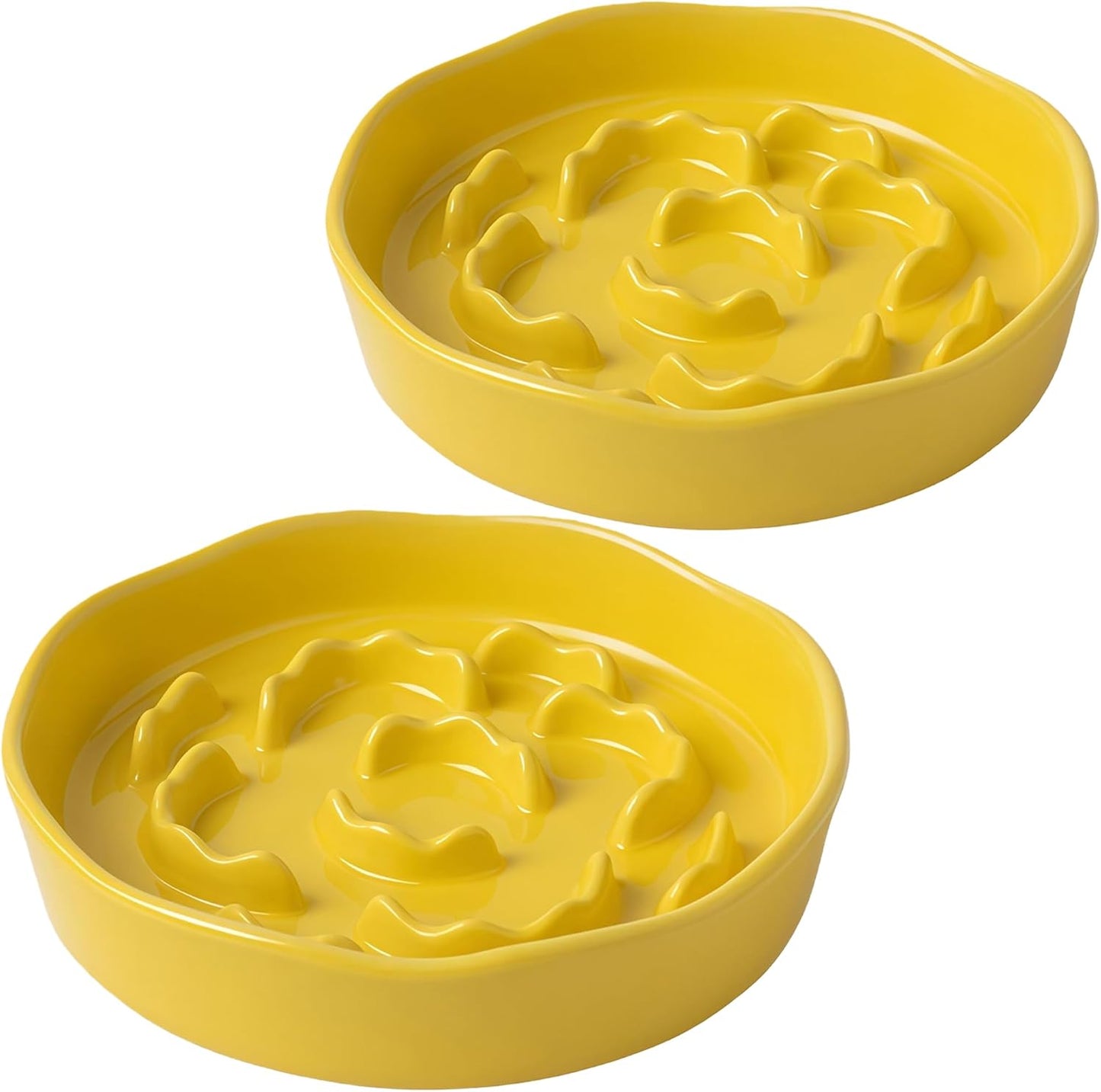 Slow Feeder Dog Bowl – 1.5-Cup Ceramic Feeding Bowl for Small and Medium Breed, Puzzle Dog Food Bowl for Fast Eater, Microwave-Safe, Non-Slip, Dishwasher(2 Pack)