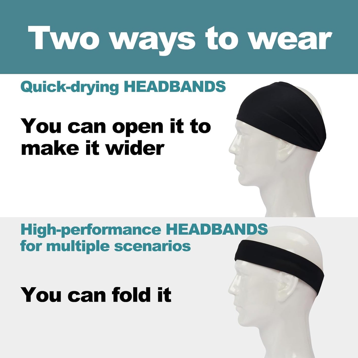 Running Headbands for Men（4 or 6 Pack, Mens Stretchy Headband for Football,Cycling,Basketball,Yoga,Fitness Workout Unisex Quick-Dry Sweatband