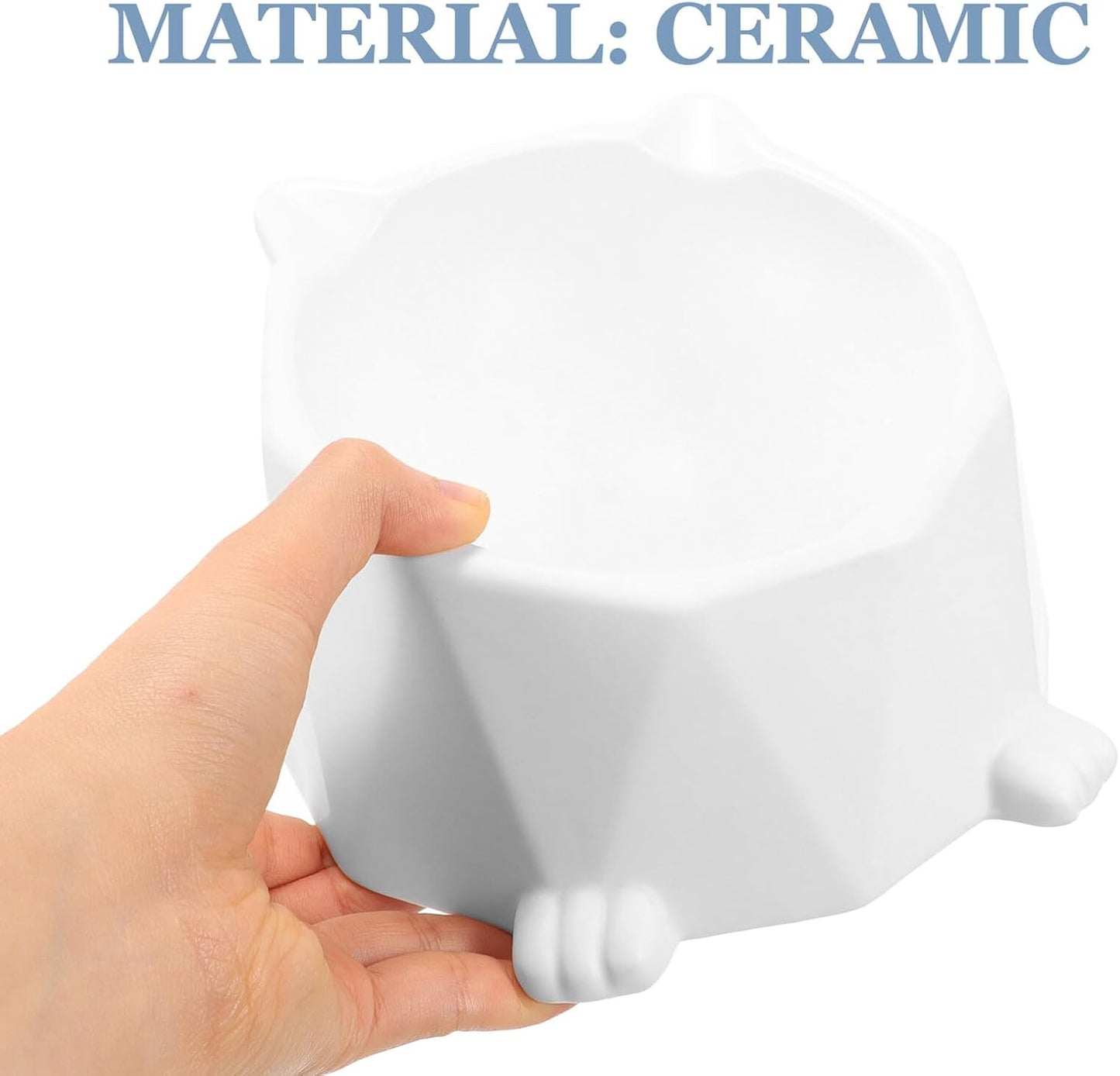 Milisten Ceramic Raised Cat Bowl Elevated Feeding Dish Anti-Spill Wear-Resistant Compact Pet Bowl for Indoor Cats and Small Dogs, White,