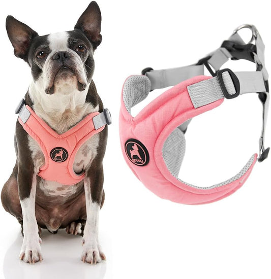 Gooby Memory Foam Step in Harness - Pink, Small - No Pull Dog Harness with Patented Choke-Free X Frame for Small to Medium Dogs