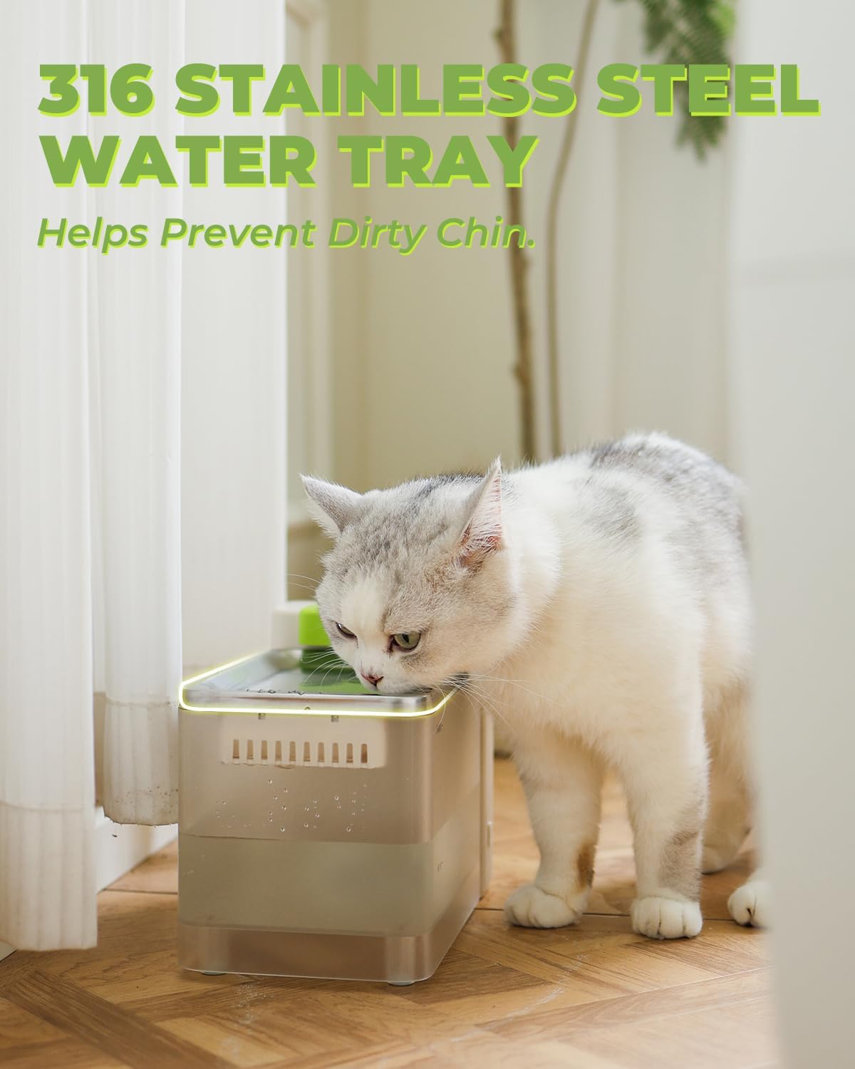 Furbulous True Clean-Drinking Automatic Water Dispenser with Ultrafiltration Tech, 316 Stainless Steel & BPA-Free Trays, 3.3L/112oz Bowl, Two-Mode Fountain for Cat/Medium Dog/Pet (Beige White, 3 UF)